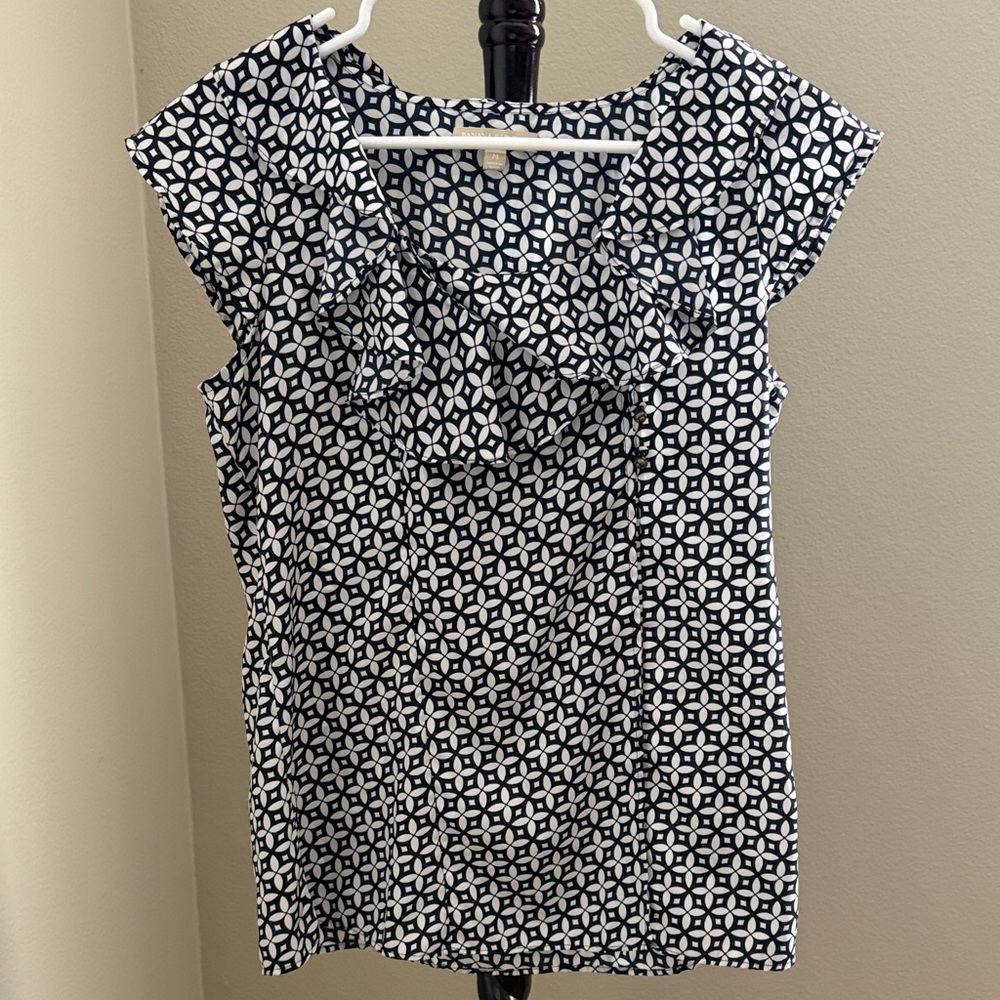 Banana Republic Black and White Geometric Blouse